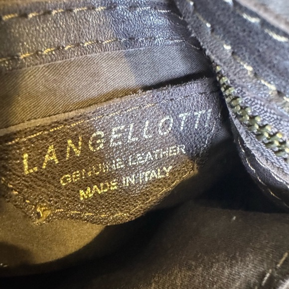 Langellotti Textured Brown Leather Crossbody Bag Snake-Reptile Pattern - Picture 8 of 16